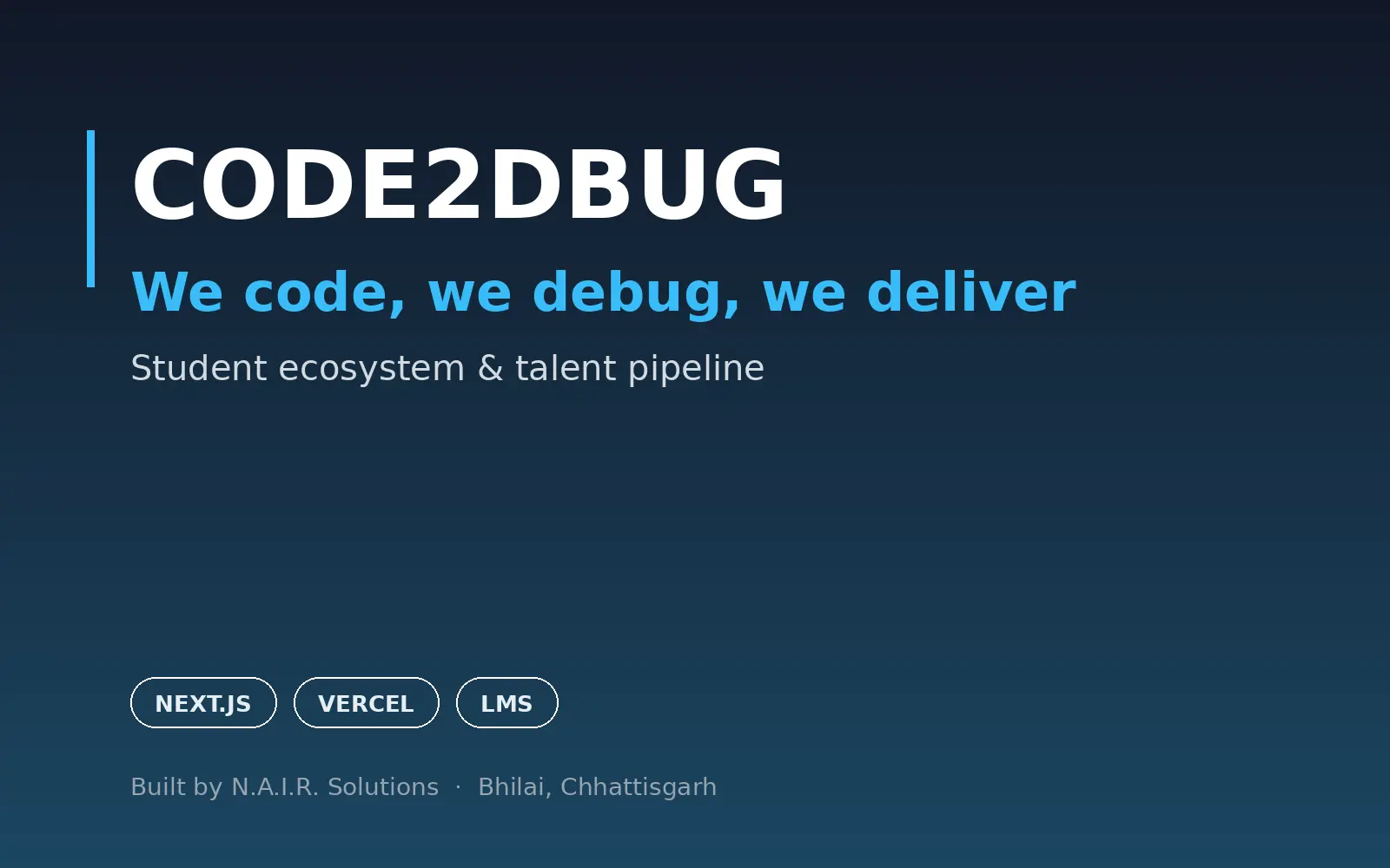Code2DBug - Talent Ecosystem - portfolio project by N.A.I.R. Solutions Bhilai