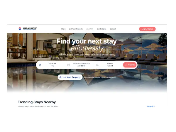 Urban Host - Hotel Booking Platform - portfolio project by N.A.I.R. Solutions Bhilai